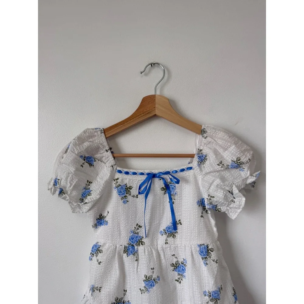 TJ Maxx Little Girls' Smocked Dress – White & Blue – Size 5 – NWOT - Picture 2 of 4